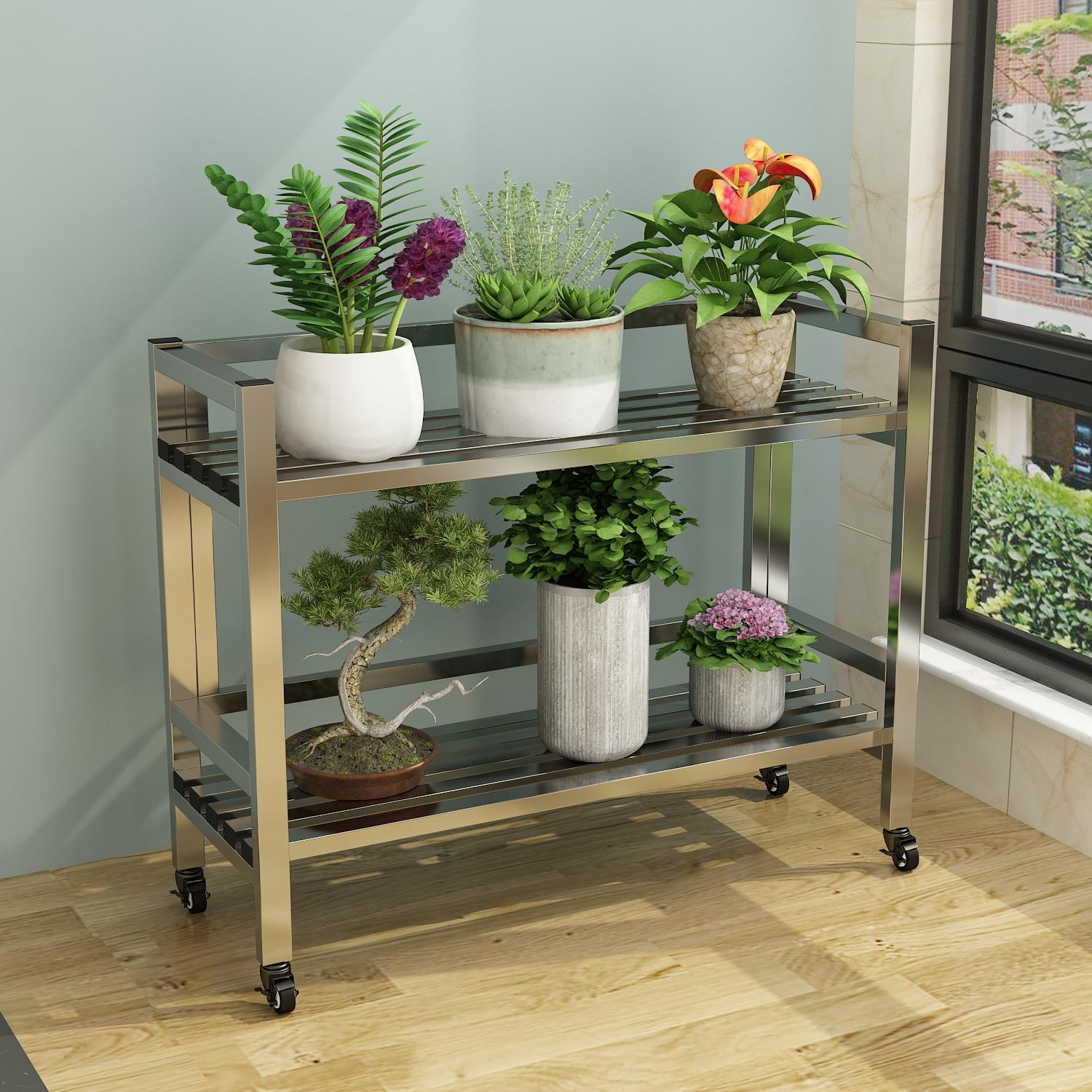 304不锈钢花架多肉置物架阳台多层落地室外铁艺户外简约组装现代