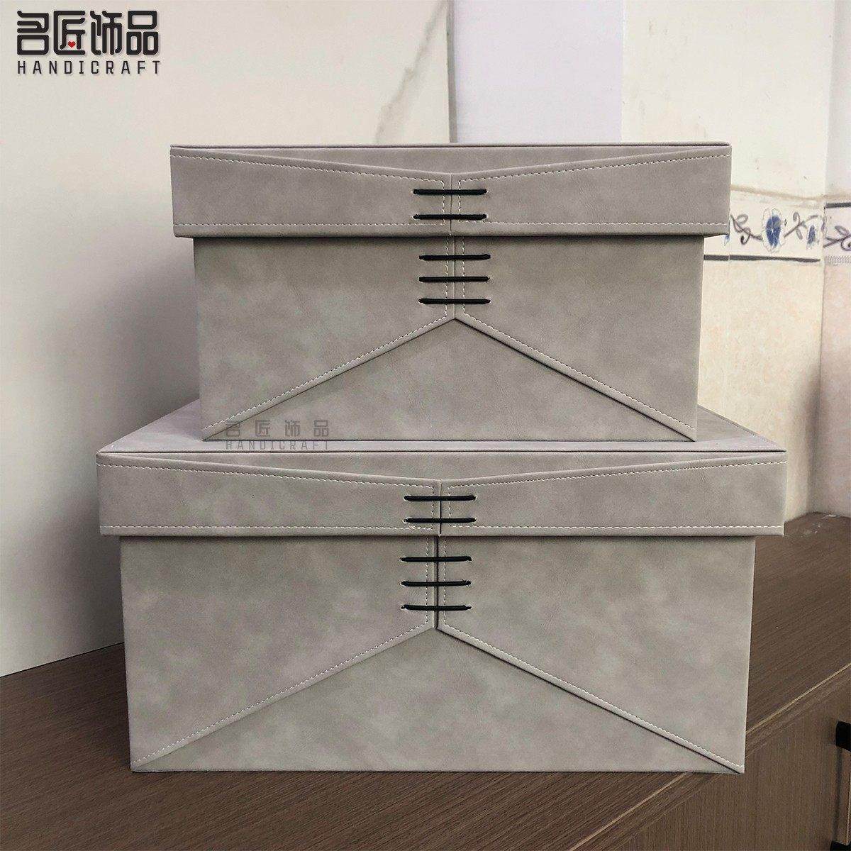 样板房衣帽间皮质绑绳收纳箱全屋定制衣柜收纳盒软装饰品摆件轻奢,收纳整理,收纳箱,淘宝优惠券,粉丝福利购,淘宝优惠卷