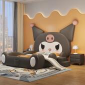 黑美儿童床1.5米女孩卧室公主床带滑梯卡通可爱单人床带护栏