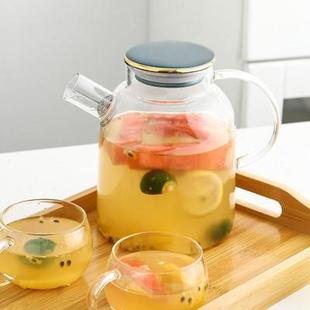 泡茶壶水果茶壶 北欧风玻璃冷水壶家用凉开水壶耐高温加热水具套装
