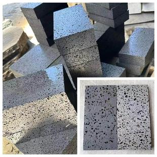 火山岩石板材墙面砖仿古砖 火山石板庭院哑亮光马赛克洞石 黑洞石