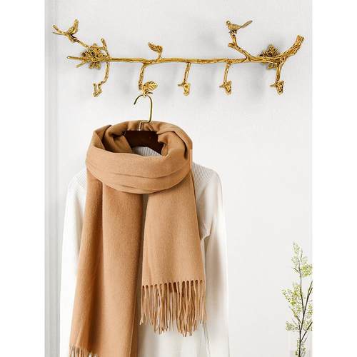 收获小屋入户黄铜排钩挂衣架进门玄关壁挂轻奢衣柜树枝型衣帽挂钩