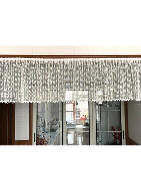 田园白色窗纱飘蕾丝装饰半帘隔免断打孔魔贴遮挡术杂34319物帘透