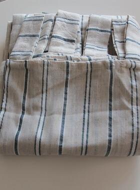 外孔贸全屋定带制08281亚麻窗吊免打半遮光条纹窗帘in帘s风隔断落