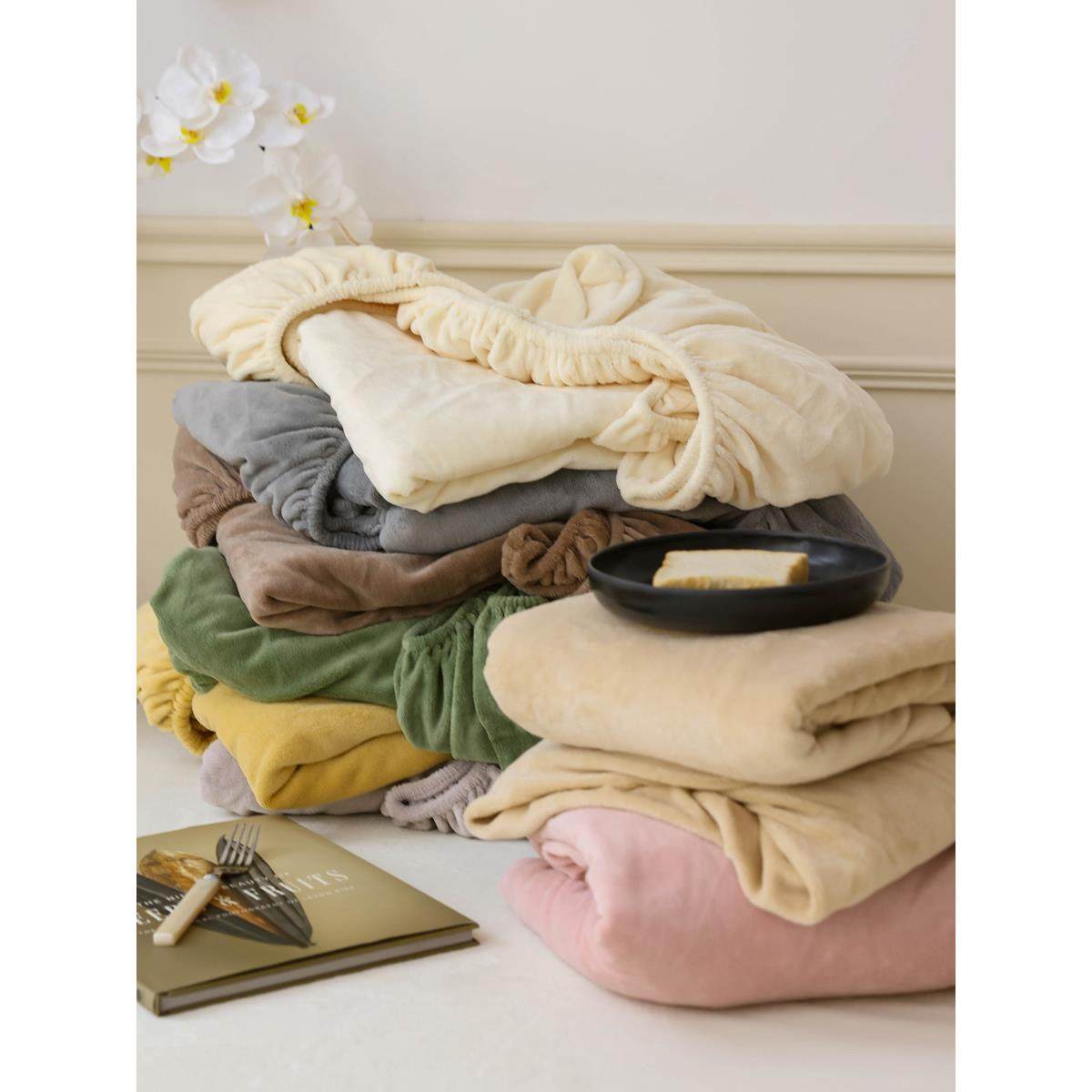 秋冬加厚保暖牛奶绒床笠式床单简约纯色床罩保护套床套床上用品