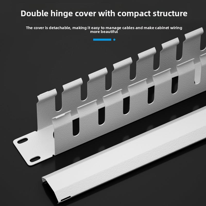 24口网线网络机房机柜理线器48口光纤1u理线架排线器理线槽灰白色