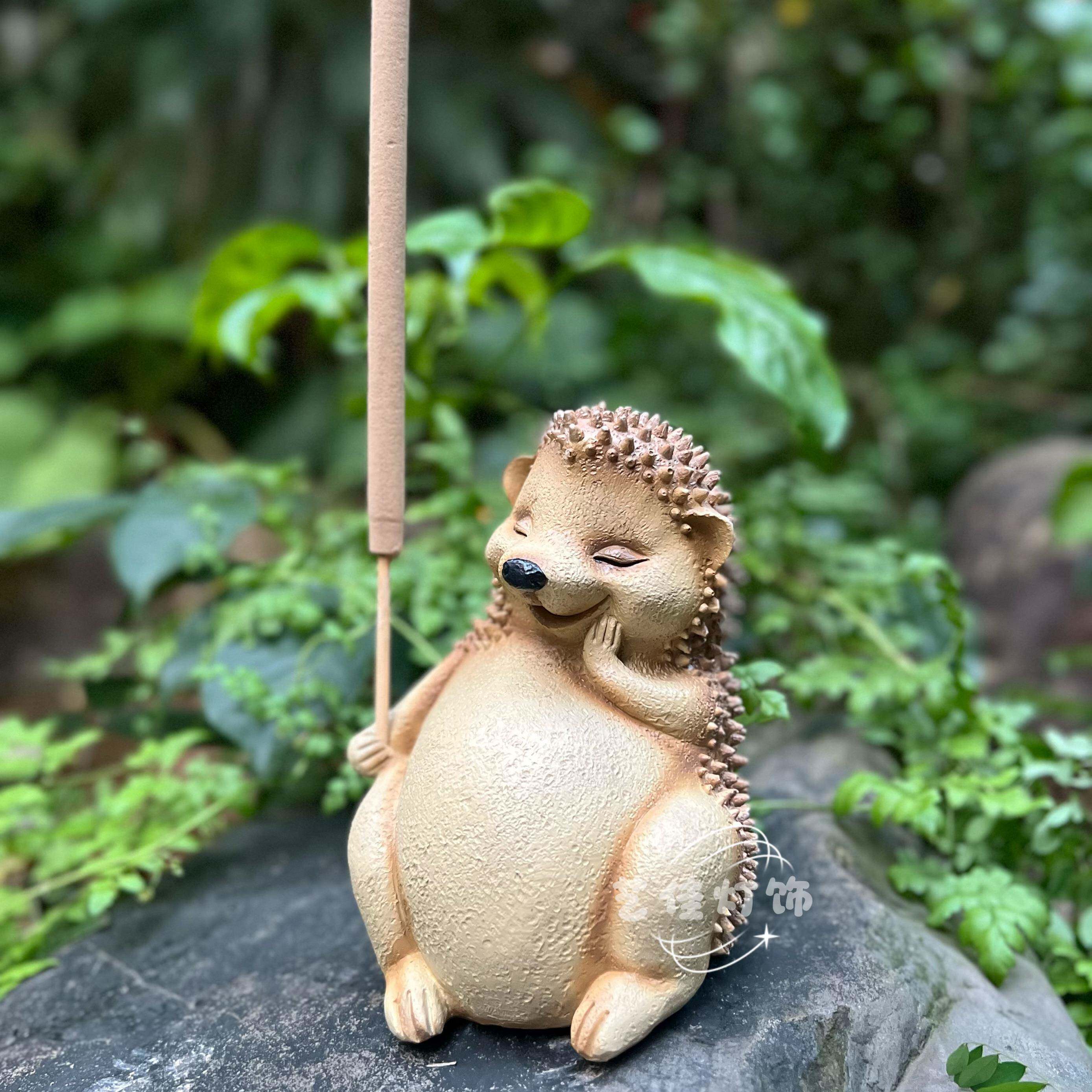 仿真动物刺猬可插艾草蚊香棒田园工艺品摆件花园阳台家居别墅装饰