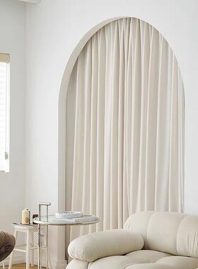 白色77028试衣间门帘奶高级感装店更衣室布帘隔服断帘定制免防打