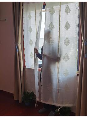 魔术贴罗形马帘49241透光纱帘窗帘厨式房隔断门帘台卧室欧帘扇阳