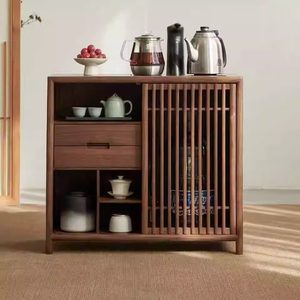 半茶伴木“清茗云间”北美黑胡桃木茶水柜烧水台茶边柜烧水壶一体