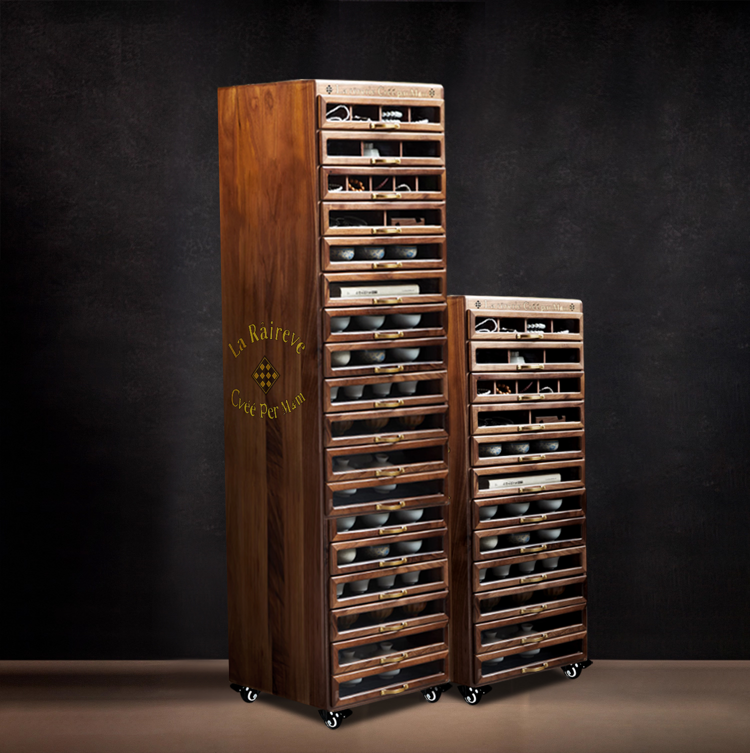 半茶伴木“十二、十八抽”5o大人 北美黑胡桃美国G牌文茶具收纳柜