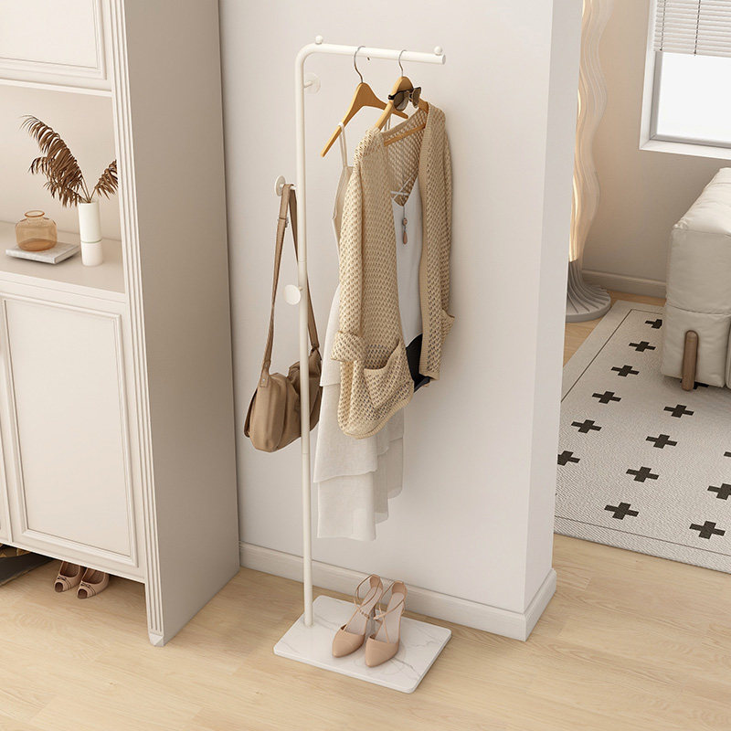 奶油风立式小型挂衣架卧室落地转角衣帽架铁艺晾衣架室内家用衣架