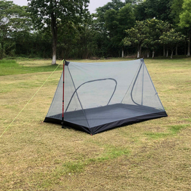 双顶简易防蚊帐篷登山越野徒步临时休息蚊帐无骨架拉绳口袋纱帐篷