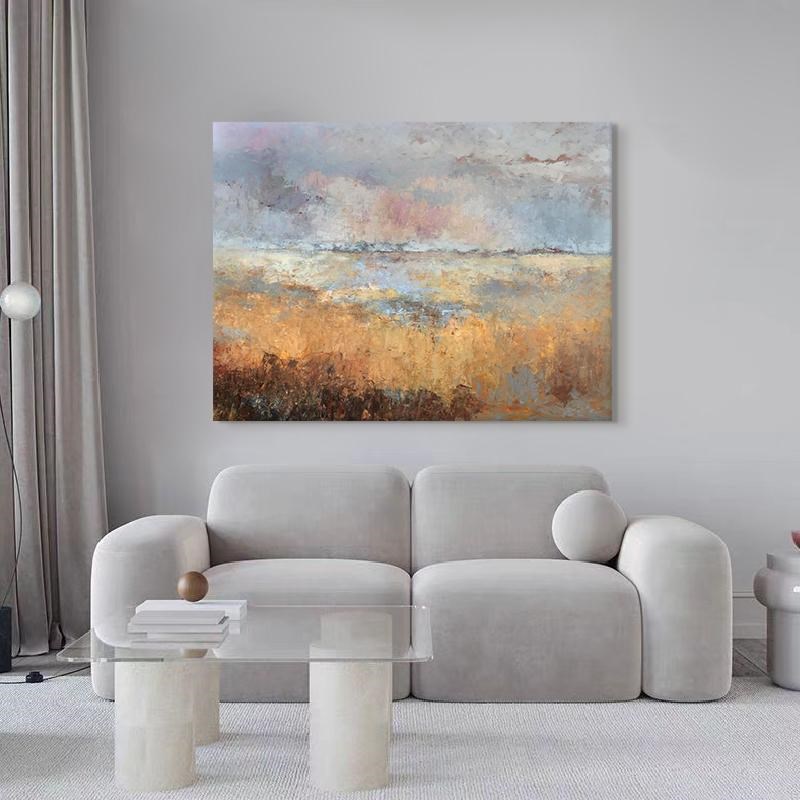 Est Art 高级感卧室手绘油画《塞纳河畔》定制客厅背景墙风景挂画