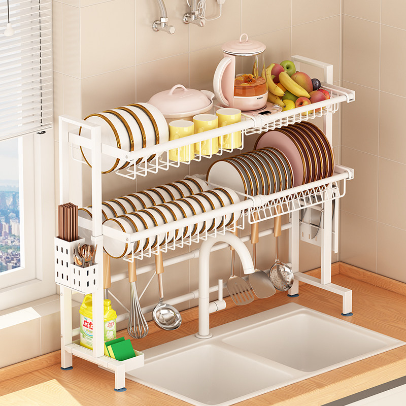 厨房水槽置物架可伸缩不锈钢放碗架沥水架洗菜盆水池上碗碟收纳架,厨房/烹饪用具,厨房置物架/置物柜/角架,淘宝优惠券,粉丝福利购,淘宝优惠卷