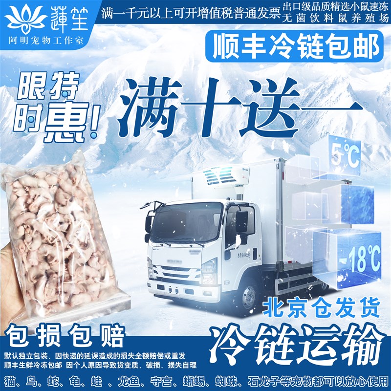 莲笙冷冻小白鼠乳鼠粉皮白霜冷y冻真空鼠奶鼠爬宠饲料冰冻方便即
