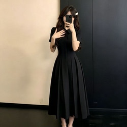 CC2026夏季法式绝美连衣裙女气质收腰长裙茶歇裙