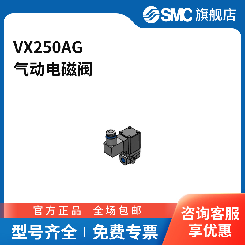 SMC官方正品VX21/22/23系列电磁阀VX250AG两位两通DC24V