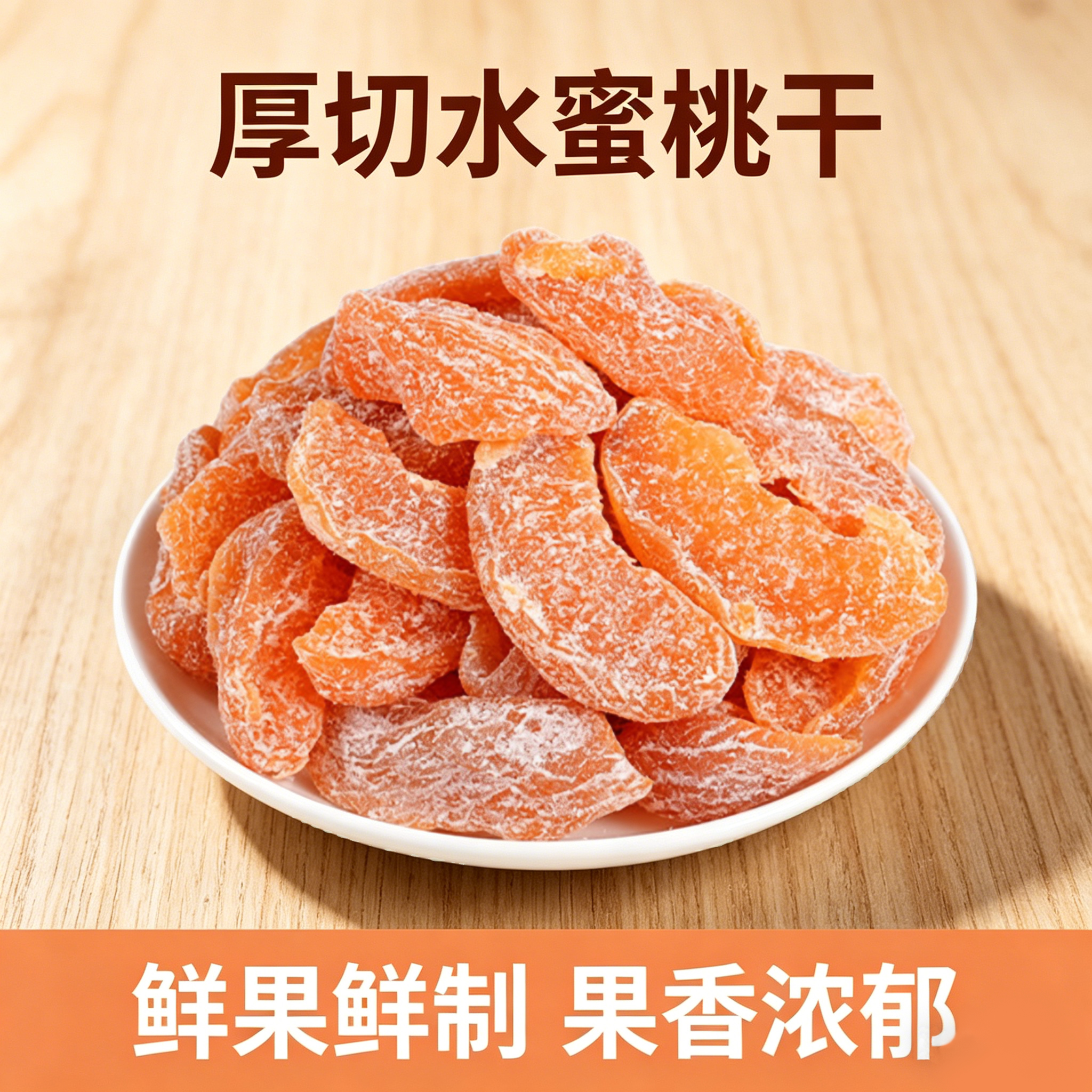 憨豆熊水蜜桃干厚切盐津桃肉干桃子干果脯蜜饯果干休闲零食特产