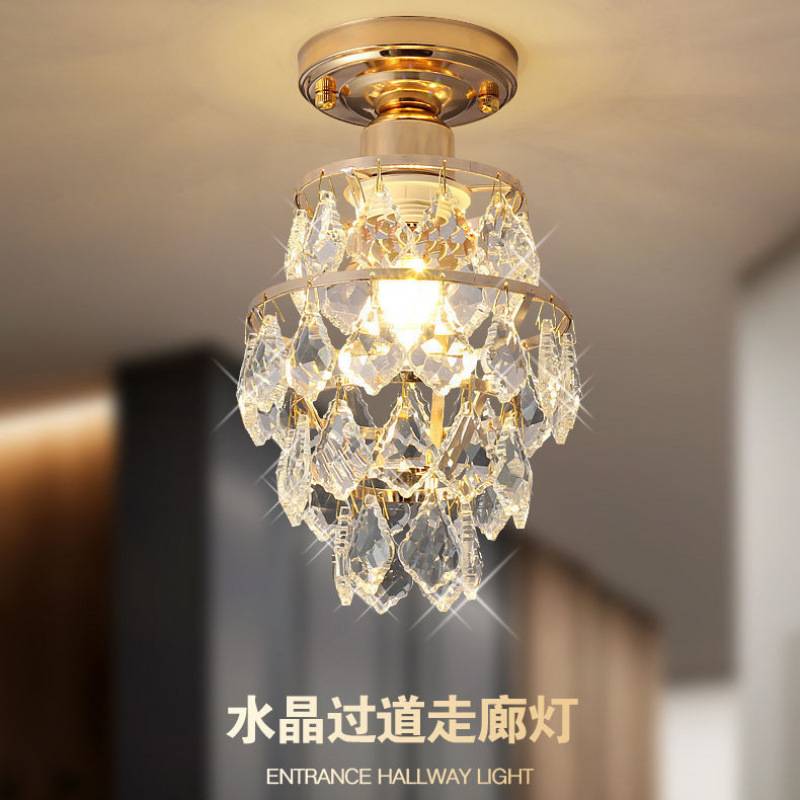欧式轻奢美式小水晶吸顶灯客厅过道走廊玄关后现代入户法式吊灯