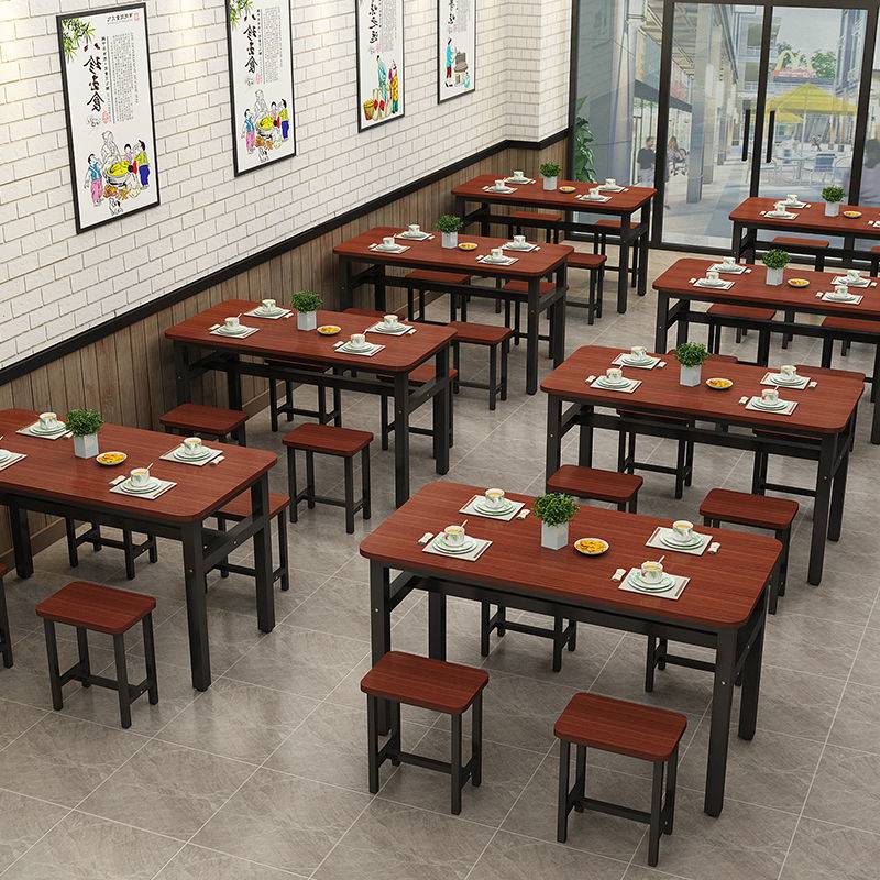 .餐桌椅餐饮快餐厅面馆小吃早餐饭店吃饭桌子商用组合长方形经济