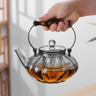 茶花茶壶186307家用烧水壶 围炉煮壶提梁壶煮茶茶蒸玻璃器茶具套装