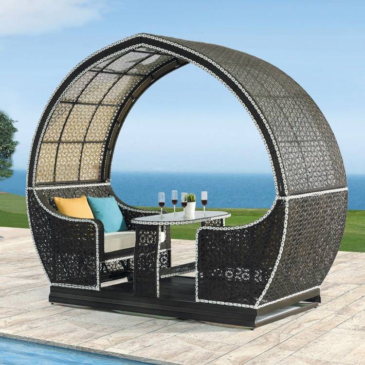 户外花园落地秋千编藤椅四人动力摇椅庭院别墅露台室外家用摇摇椅