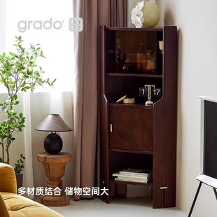 格度生活切糕转角柜实木储物三角收纳柜小户型餐厅客厅墙角置物柜