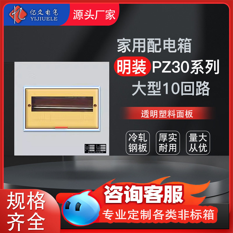PZ30强电箱大型明装10位家用回路空开盒工厂用开关盒室内配电箱