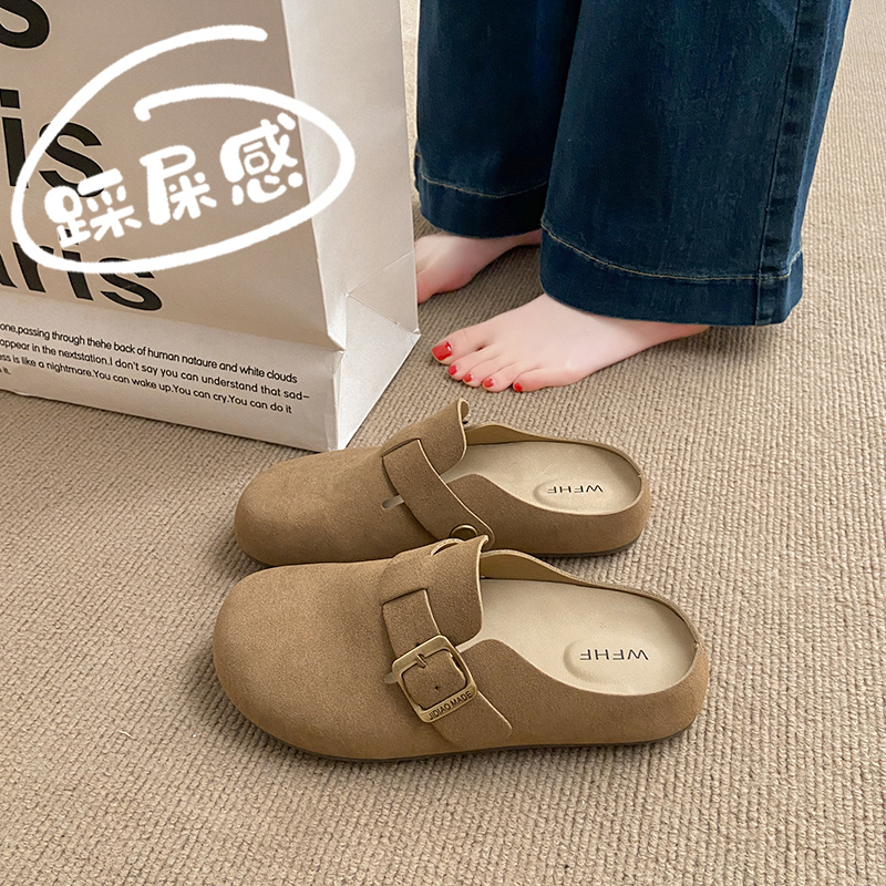 勃肯拖鞋女士2025秋季新款孕妇外穿一脚蹬软底宽松包头半拖博肯鞋