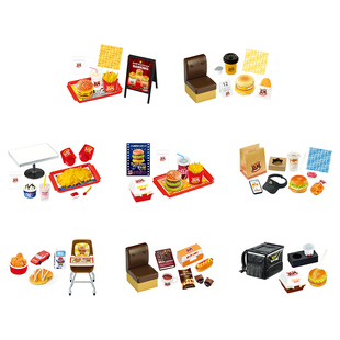 现货 Rement食玩R&M汉堡店薯条可乐冰淇淋迷你微缩食玩场景散件