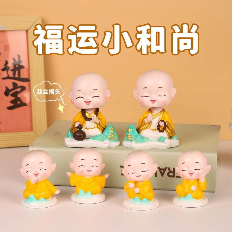 小和尚可爱树脂工艺品摆件沙弥佛祖办公禅意家居玄关装饰感