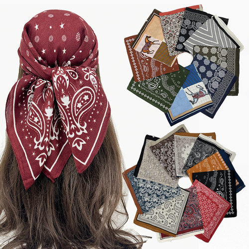 2570棉麻中方巾包头头巾围巾欧美佩斯利腰果丝巾square scarf