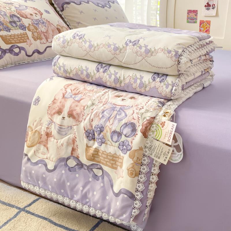 A+母婴级罗莉塔公主风水洗双层纱夏被绗缝可机洗儿童单双人被子