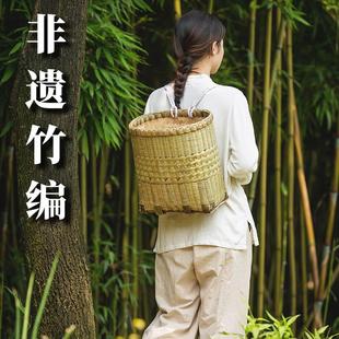 云贵四川农村竹背筐家用竹编背篓儿童小孩买菜道具竹子背篼夹背
