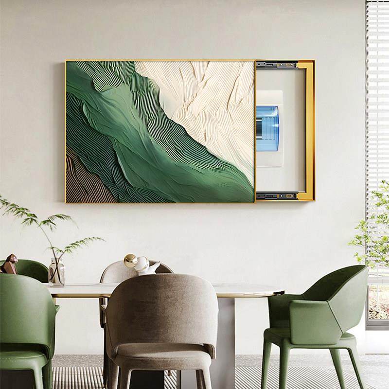 摘要简约米箱装饰画无障碍豪华绿色餐厅客厅配电箱挂画阻隔质感壁,家居饰品,现代装饰画,淘宝优惠券,粉丝福利购,淘宝优惠卷