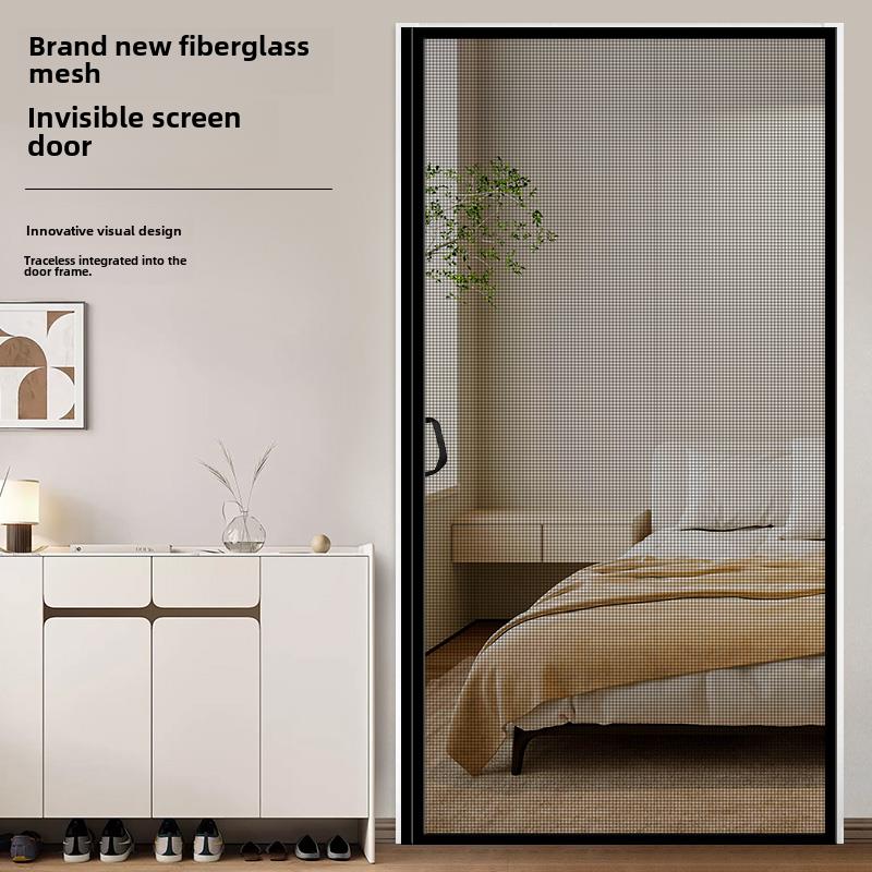 隐形防蚊门帘夏日免打孔磁纱门网简易自粘磁纱门魔术贴家用