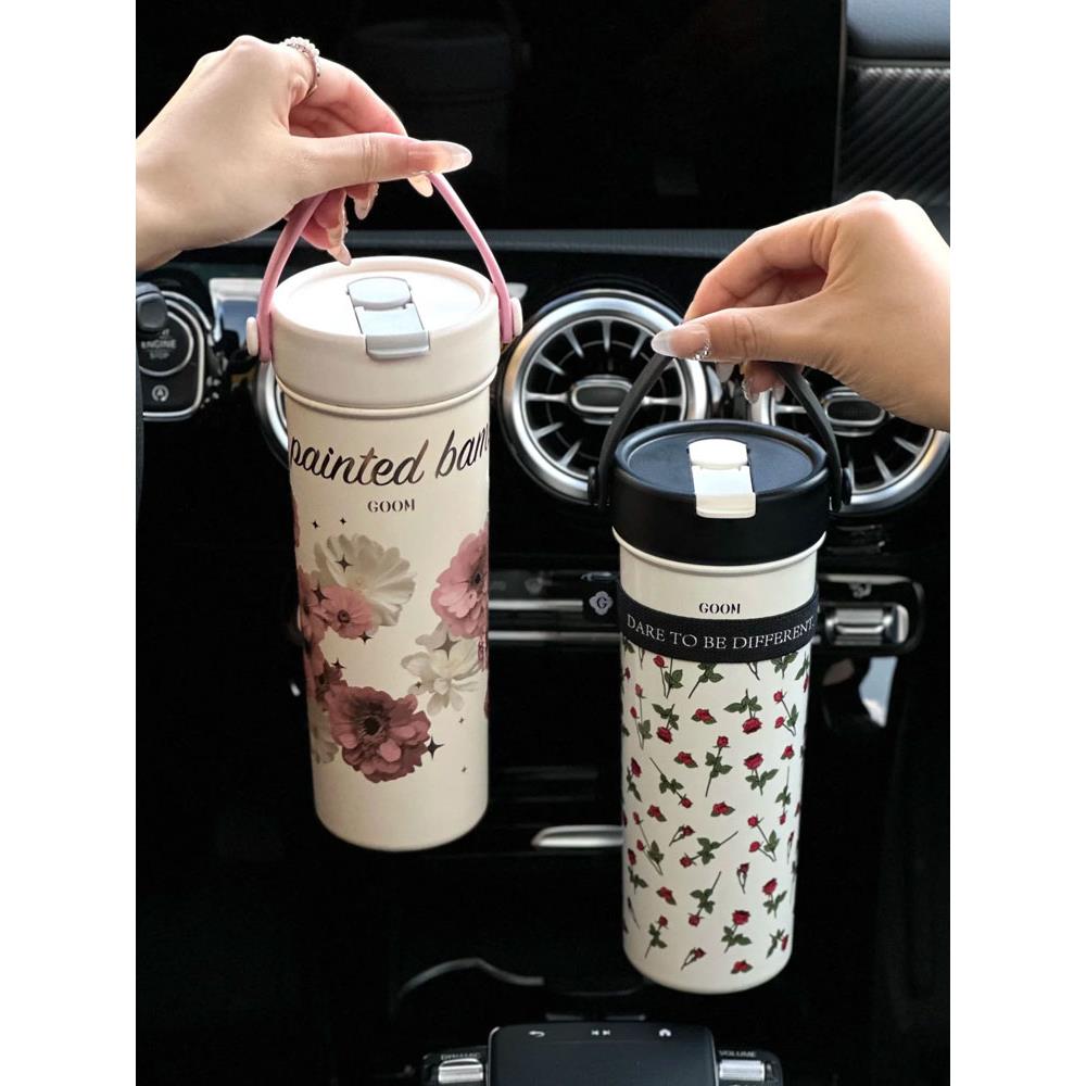 GOOM吸管保温杯女生高颜值大容量咖啡杯2025新款便携泡茶杯水杯子