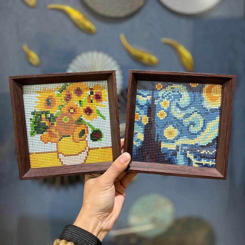 带框钻石画2025新款梵高星空向日葵新手DIY钻石贴满钻十字绣摆台,居家布艺,钻石绣,淘宝优惠券,粉丝福利购,淘宝优惠卷