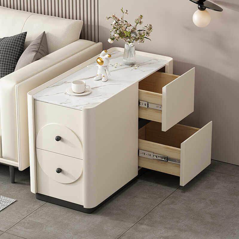 沙发边柜侧边柜轻奢岩板实木边几客厅家用创意角几简约现代收纳柜