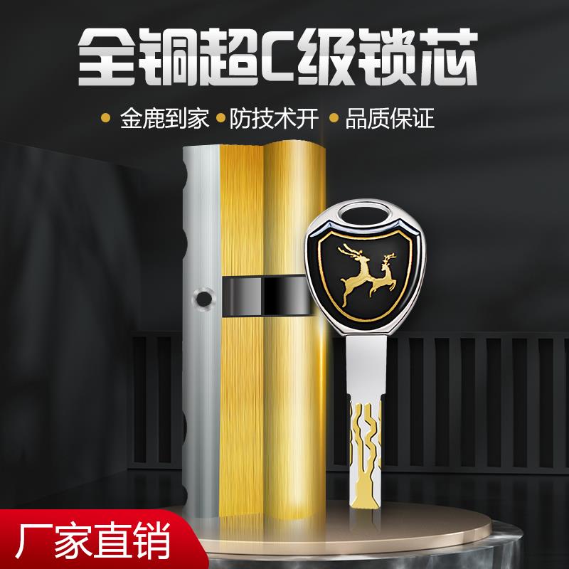 防盗门锁芯超C级多轨道通用型家用锁全铜叶片锁芯大门入户门锁芯