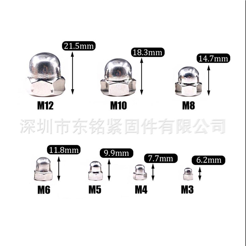 140pcs M3/M4/M5/M6/M8/MF10 橡子圆顶盖头六角螺母组合套件