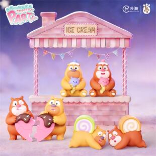 现货 森罗万象漫潮熊出没甜品派对可爱萌粒盲盒动漫周边摆件