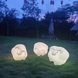 仿真发绵羊灯外草户坪摆件公园草光坪雕UHS塑园林饰景观动物装灯