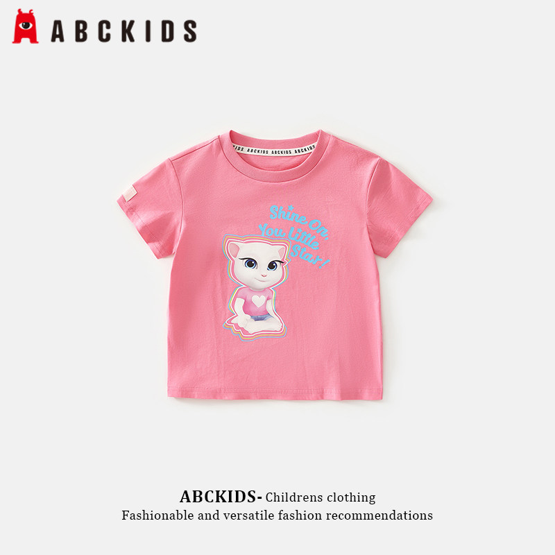 abckids童装女童夏季T恤2026新款儿童卡通上衣小女孩短袖夏天洋气