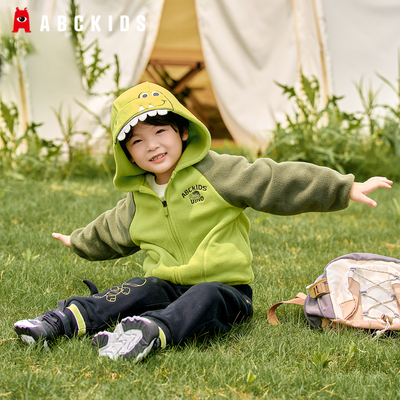 abckids童装男童加绒外套2026新款儿童秋冬摇粒绒加厚春秋季上衣