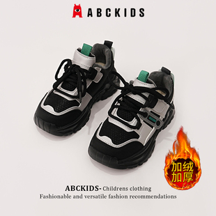 abckids童鞋男童棉鞋2026冬季新款儿童运动鞋女童加绒加厚冬鞋子