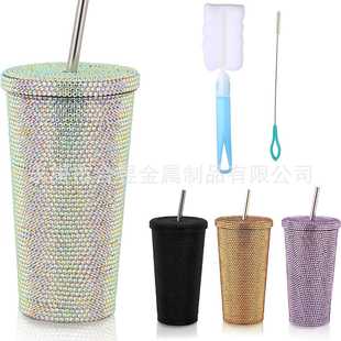 16.9 OZ Bling Reusable Water Bottle Coffee Tumbler Rhineston