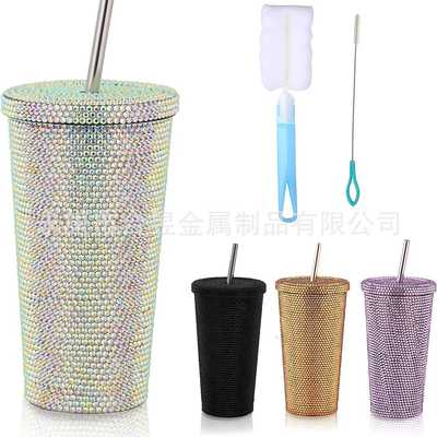 16.9 OZ Bling Reusable Water Bottle Coffee Tumbler Rhineston