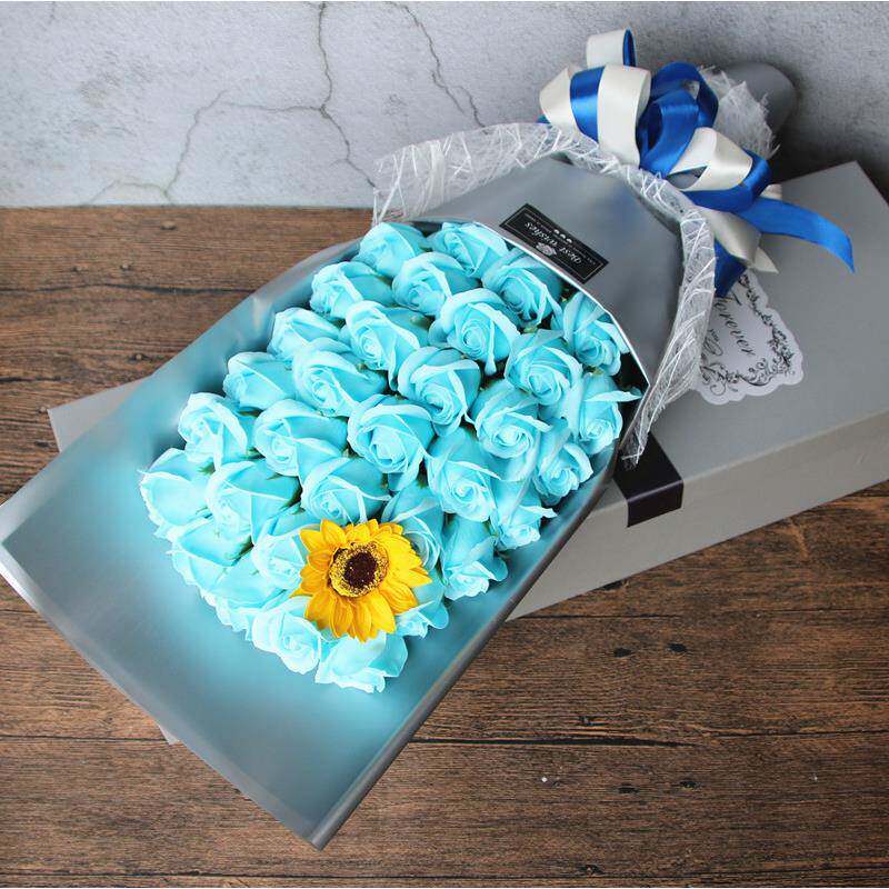 33朵玫瑰香皂花礼盒花束情人节母亲节圣诞礼品送老婆老师活动礼物